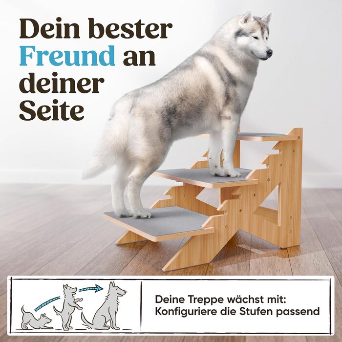 AMAZING Dog Stairs for Small, Medium, and Large Dogs, Cats. 3 Steps | Pet Stairs, Young and Old Cats | 40 cm High for Sofa, Bed | Gentle on Joints Alternative to Dog Ramps (Flexible)