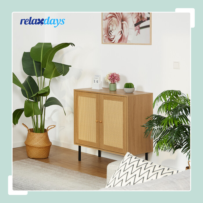 Relaxdays Комод 2 двері з ротанга
