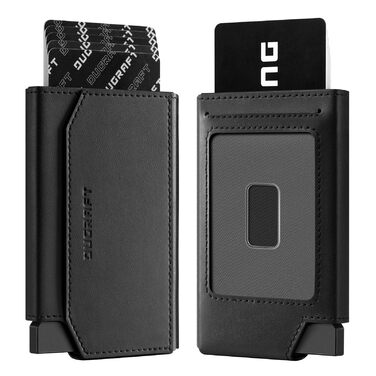 Чоловічий мінімалістичний гаманець Dugraft з віконцем для ID, RFID-захистом, на 5-8 карт та гроші, чорний