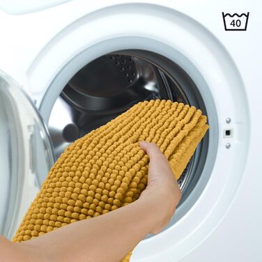 Килимок для ванної Blumtal Chenille 40x60 см - сертифікований Oeko-TEX, антиковзкий, для ванної кімнати, сірий (Spicy Mustard - жовтий)