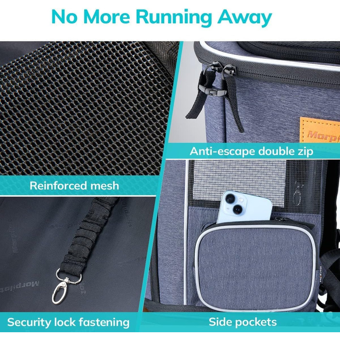 Рюкзак-переноска для котів та маленьких собак Morpilot, 7 кг, блакитний, 33L x 28B x 42H см