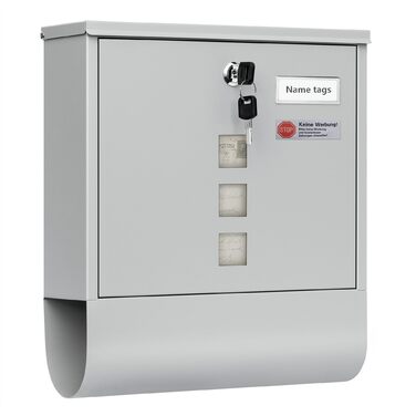 Поштовий ящик WOLTU з газетницею та оглядовим вікном, персоналізований, настінний, з замком та 2 ключами, сірий, 37x37x10.5 см