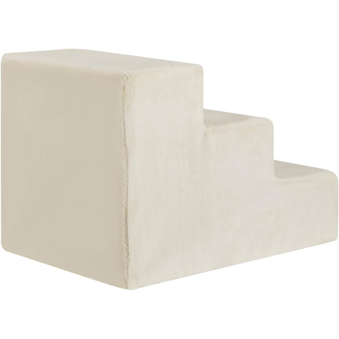 Juskys Pet Staircase Dog Staircase 36 cm - 3-Step Staircase with Washable Plush Cover - Cat Staircase Dog Ramp for Bed, Sofa, Couch, and Car - Cover (Beige)