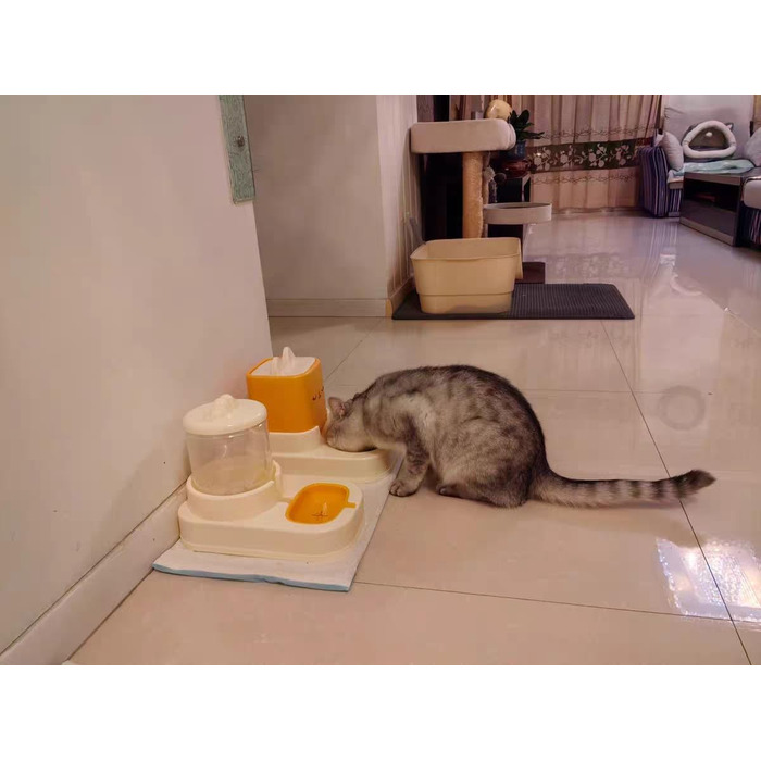 Автоматичний диспенсер корму та води для тварин, 2.2L + 1.8L (жовтий)