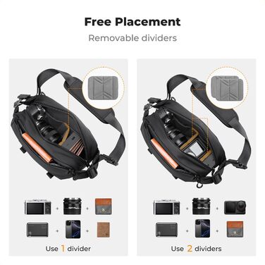 Рюкзак для камери K&F Concept, фотосумка, квадратна сумка, рюкзак для дронів DJI Mavic, сумісний з Canon/Nikon/Sony (Чорний, S)