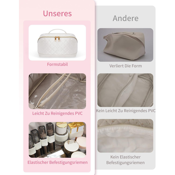 Косметичка для подорожей Wandering Nature для жінок: велика, водонепроникна, з відділенням для пензликів (Beige)