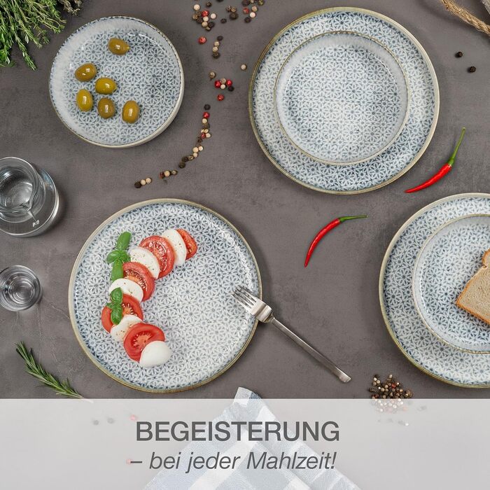 Набір кавових чашок Moritz & Moritz ALHAMBRA, 6 шт., 380 мл, порцеляна, блакитний, 24-х предметний посуд