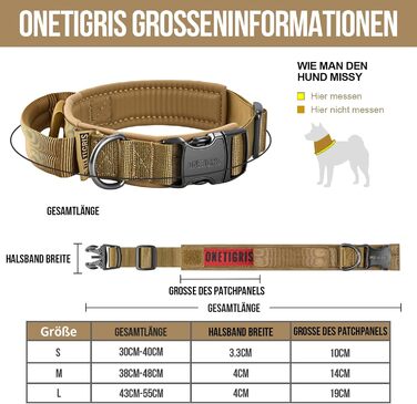 Нашийник для собак OneTigris з металевою застібкою Ranger Green (S, Coyote Brown)