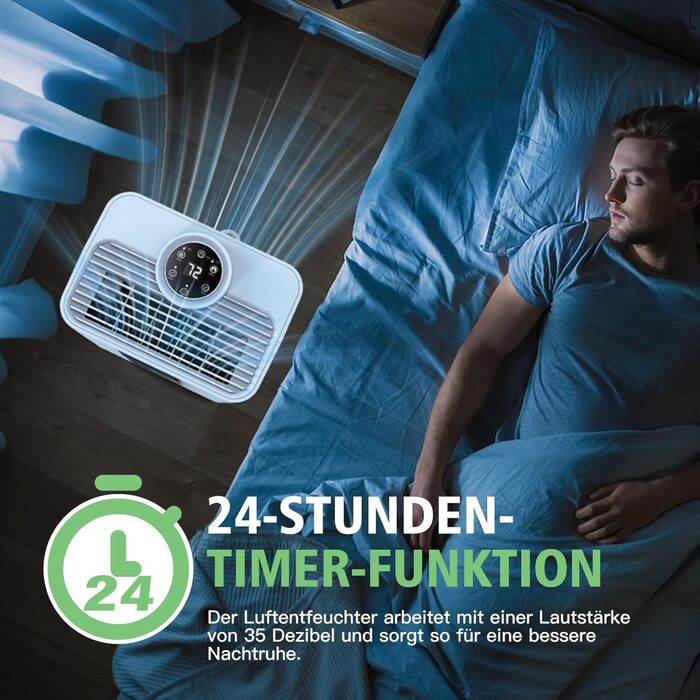 Електричний осушувач повітря Homtronics з гофрованим шлангом 1м, інтел. контроль вологості, 3 режими, таймер 24г, для підвалу, ванної, спальні