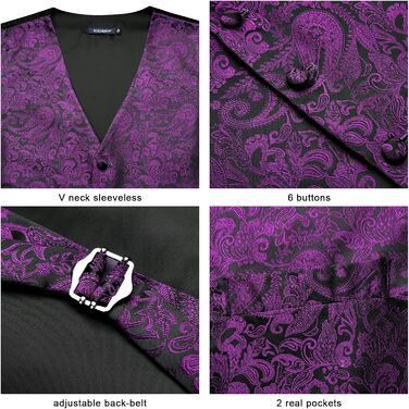 Чоловічий жилет Lila Weste Paisley жакард з краваткою та хустинкою для весілля та бізнесу, комплект до костюма, розмір M