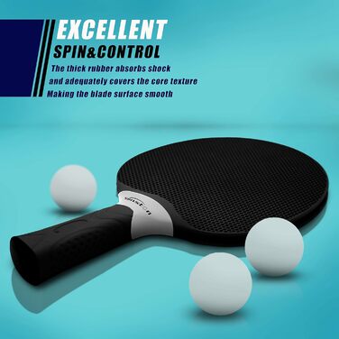 Senston Table Tennis Set - Professional Paddles for 4 Players - Rubber Compound, Indoor/Outdoor Play