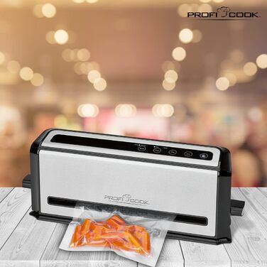 ProfiCook® Вакуумний пакувальник PC-VK 1080 | Sous Vide та вакуумне приготування | 10 пакетів, нержавіюча сталь, чорний