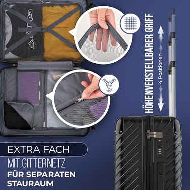 Чемодан 120L (75x50x33) з колесами - міцний тріумф trolley з кишенею для ноутбука та захистом кутів (XL, Чорний, 20 дюймів)