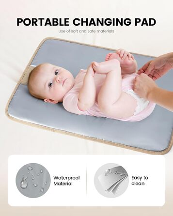 Рюкзак-переноска LOVEVOOK для мами та тата: рюкзак-діаперний мішок з пеленальною підкладкою, ремені для дитячої коляски, великий, для пологового будинку, бежевий хакі (M)