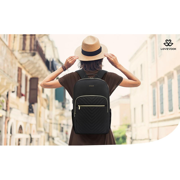 LOVEVOOK Рюкзак для ноутбука, 17.3 дюйми, великий, водонепроникний, для школи, університету, подорожей, чорний