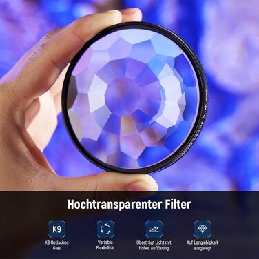 NEEWER Фільтр-призма Kaleidoscope 67mm для фотографії, кристалічне скло, ефект рефракції, змінна кількість мотивів