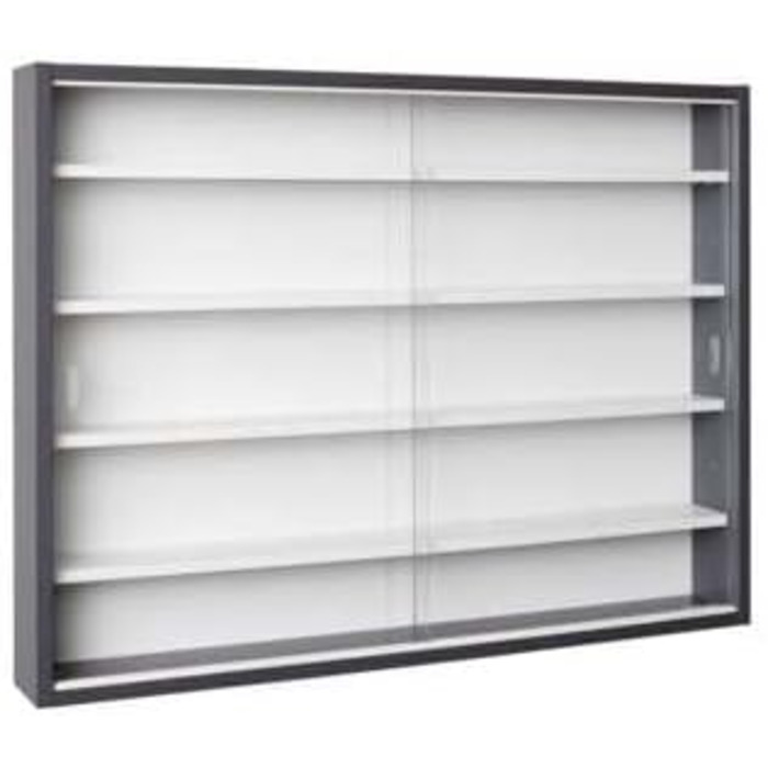 Колекційна підвісна вітрина Inter Link Collecty з МДФ і скла, сіро-біла, 80x60x9,5 см, настінна полиця для експонатів