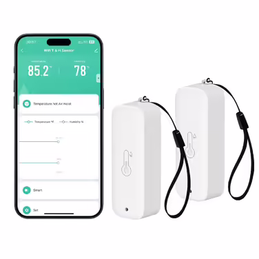 WiFi-гігрометр-термометр Comboss, бездротовий датчик температури та вологості для дому і вулиці, віддалене керування через додаток, сигналізація, для теплиці, винного погребу, 2 шт.