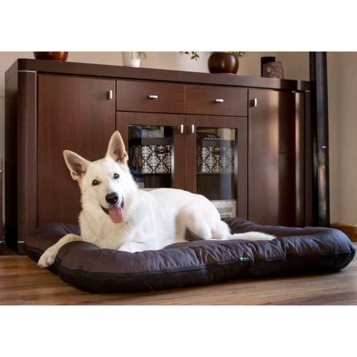 Ліжко для собак середніх порід 4L Textil KLEO, 90x70 см, водонепроникне, знімний чохол, темно-зелене