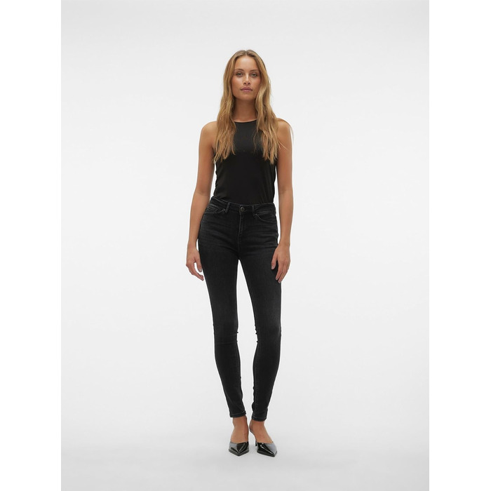 Джинси жіночі VERO MODA Skinny Fit Vmflash Mid Rise, чорний денім, розмір M/30L