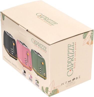 Тостер Kaito з широким подвійним слотом, 3,8 см та 13,5 см, 6 рівнів підсмажування, вінтажний дизайн, ефект дерева, матово-зелений колір