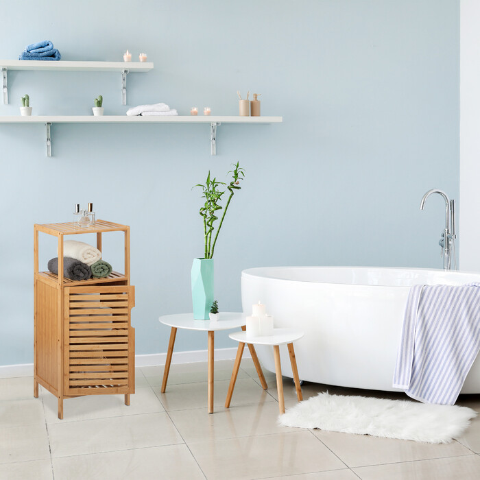Вузька бамбукова тумба для ванної кімнати Relaxdays