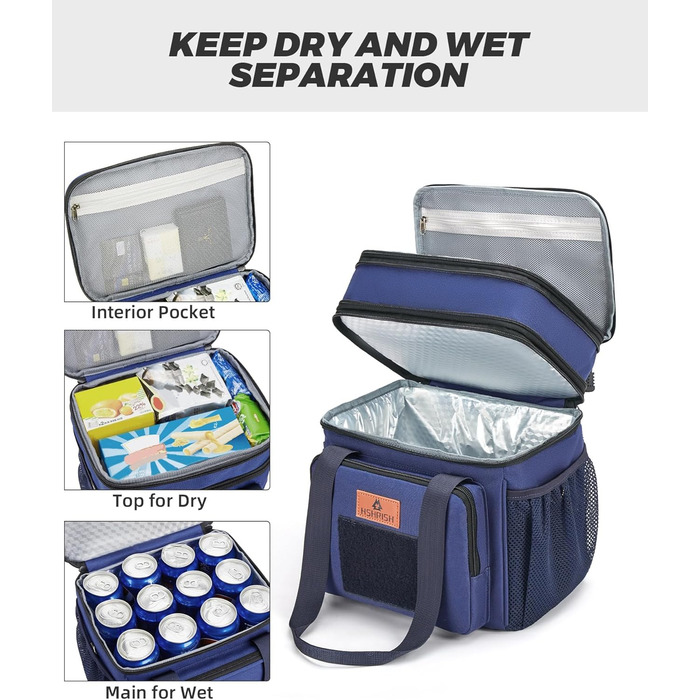 Тактична ланч-торба HSHRISH: велика ізольована сумка-холодильник для чоловіків та дорослих, водонепроникна, з 15L об'ємом, чорно-камуфляжний колір