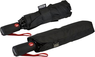 Штормовий парасолька з повним волокном, кишеньковий, великий 106 см - з кольоровими спицями - чорно-червоний