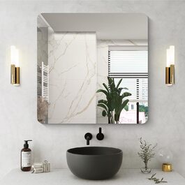 Рамковий настінний дзеркало 75x75 см без рами для ванної, спальні, вітальні. Можливість вертикального та горизонтального кріплення