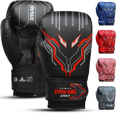 Боксерські рукавички Farabi для дітей (6oz) - чорні, для MMA, Муай Тай, тренувань