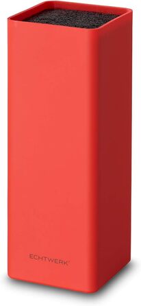 Echtwerk Universal Knife Block, Knife Holder, Kitchen Knife Organizer, practical knife stand, space-saving knife storage with brush insert, flexibly configurable, red, 30 cm