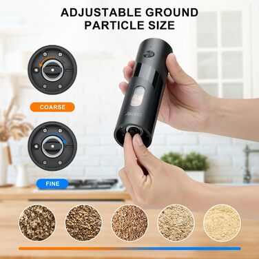 Електрична мельниця для солі та перцю AikarO - автоматична, працює від батарейок