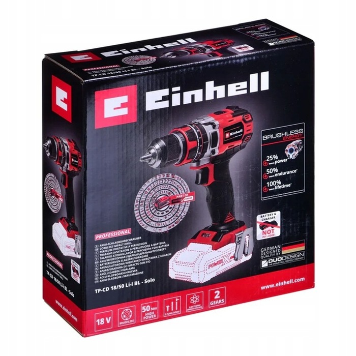 Акумуляторний дриль-шурупокрут Einhell 18 V безщітковий, 50 Нм