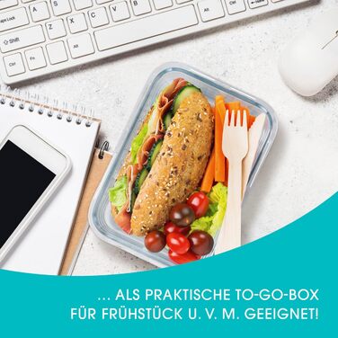 Набір скляних контейнерів GOURMETmaxx Klick-it (6 шт.) для зберігання їжі та Meal Prep | Підходять для мікрохвильовки, морозилки та посудомийної машини | З силіконовою ущільнювальною кільцем, антрацит