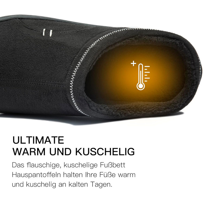 Чоловічі халапи з піною Memory Foam, теплі зимові халапи, шкарпетки-слайдери з неслизькою гумовою підошвою для дому та вулиці (45/46 EU, Чорний)