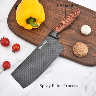 Набір кухонних ножів, 6 предметів, чорний, гострий, з антипригарним покриттям, нержавіюча сталь, з підставкою для ножів (чорний)