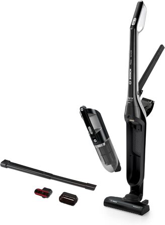 Бездротовий пилосос Bosch Flexxo 2в1 Serie 4 BBH32101, акумуляторний, без мішка, для всіх підлог, висока потужність, довга автономність, швидка зарядка, насадка для щілин, чорний 21,6В