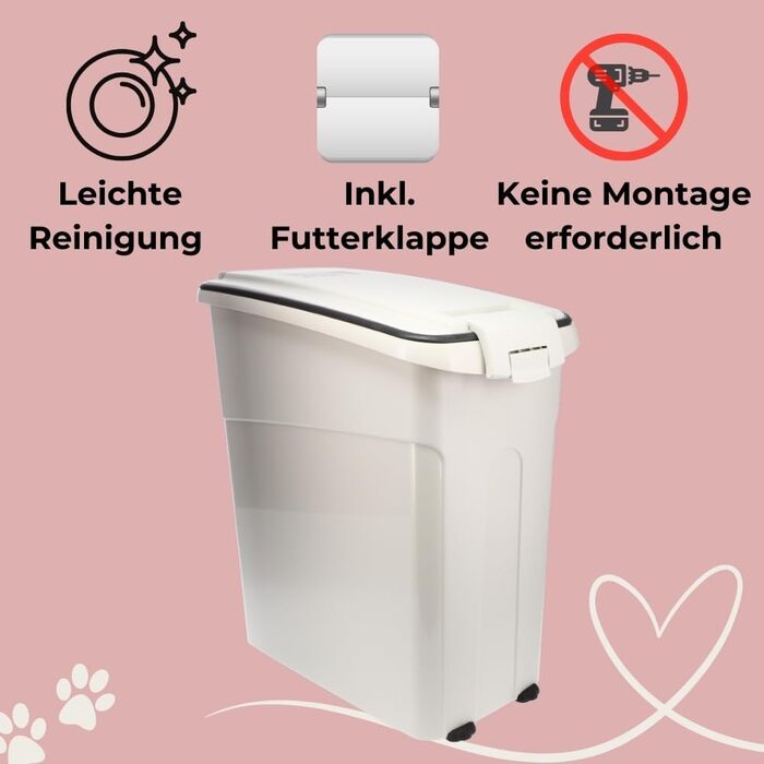 Airtight Food Storage Container with Lid - Pet Food Storage Bin for Dog & Horse - 54L Dry Food Container Box