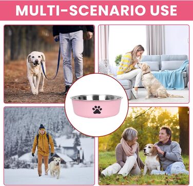 Набір з 4 мисок для собак з нержавіючої сталі, протиковзкі, для води та корму, 18 см, підходять для собак та котів будь-якого розміру