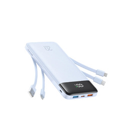 Повербанк Charmast 20000 mAh з 4 вбудованими кабелями, швидка зарядка 22.5W, портативний зовнішній акумулятор для iPhone, Android, iPad (SkyBlue)