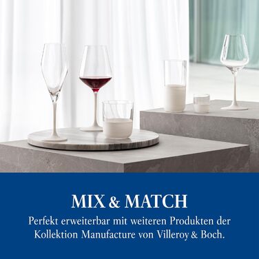Villeroy & Boch Rock Blanc Long Drink Glasses Set - 4 Piece Cocktail & Mocktail Glasses, 300ml Crystal Glass - Matte White Slate Look