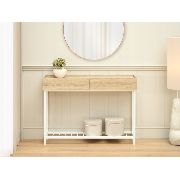 Консольний столик Mebel-Partner, білий / дуб сонома матовий, 117 x 85 x 27 см