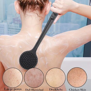 Силіконовий скрубер для тіла 2 шт. - щітка для душу, скрубер для спини, чорний колір