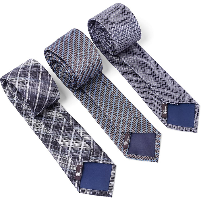 Набір краваток для чоловіків 3 шт. + 3 кишенькові хустинки | Подарунковий бокс для чоловіків | Класичний подарунок на весілля | Кольори: фіолетовий, сірий, блакитний