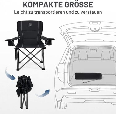 Кампінговий стілець розкладний Timber Ridge 2 шт, 200 кг, 63 см, з ізольованою сумкою-холодильником, чорний