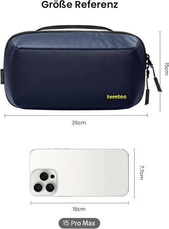 tomtoc Cable Organizer Bag, Electronics Tech Pouch, Laptop Accessory Bag, Cable Bag Case for Charging Cables, Hard Drive, MacBook Adapters, Charger, Power Bank, SD Cards, Blue