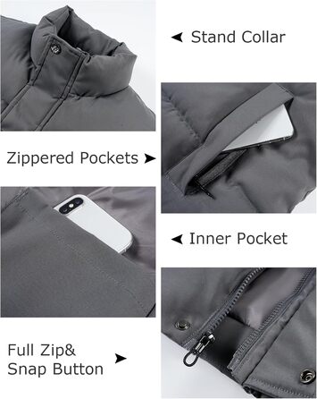 Чоловічий пуховий жилет Flygo - теплий, легкий, без рукавів, темно-сірий, XS