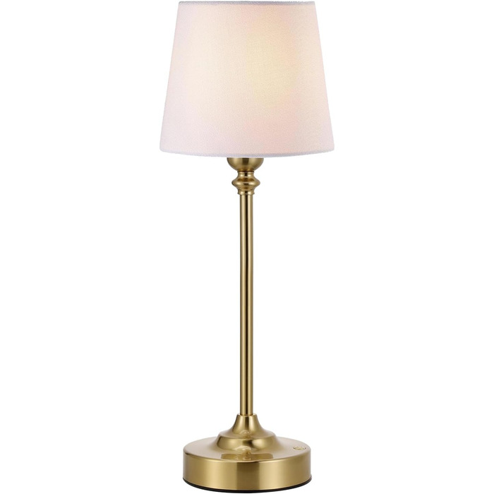 LED настільна лампа бездротова з торшером з льону, сенсорне керування, регулювання яскравості, USB-C, для спальні, вітальні, мідна, 40 см