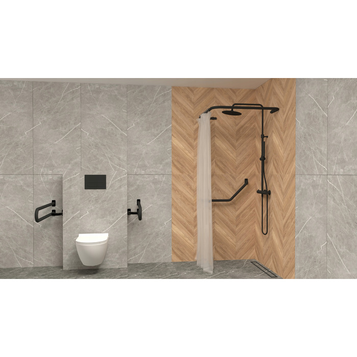 Кутовий штанга для душу Sasko 100-100 x 25 мм, чорна