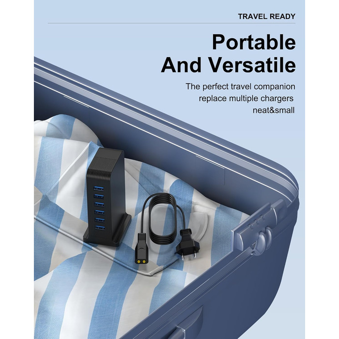 Зарядний пристрій USB мережевий 6 портів 25W для iPhone, Samsung, LG, Huawei та інших пристроїв (Чорний)